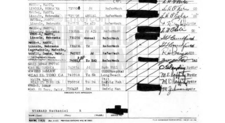Service record of Nathan Phillips aka Nathan Stanard