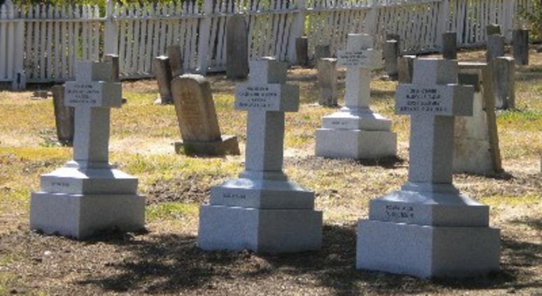 New granite crosses placed by Russian diplomats at Mare Island Naval Cemetery.