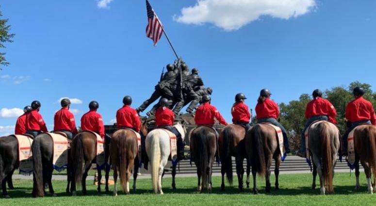BraveHearts riders stop in front of the U.S. Marine Corps War Memorial during the Trail to Zero ride in Virginia. BraveHearts riders stop in front of the U.S. Marine Corps War Memorial during the Trail to Zero ride in Virginia.