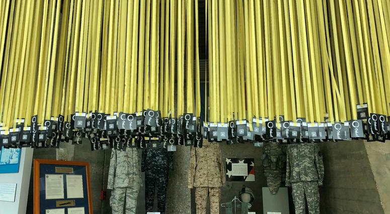 6,964 yellow ribbons hang in the women's memorial at Arlington National Cemetery -- one for each service member killed since 9/11/ MindfulMemorialDay4