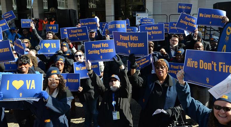 VA workers who are part of the AFGE union rally. VAUnionRally