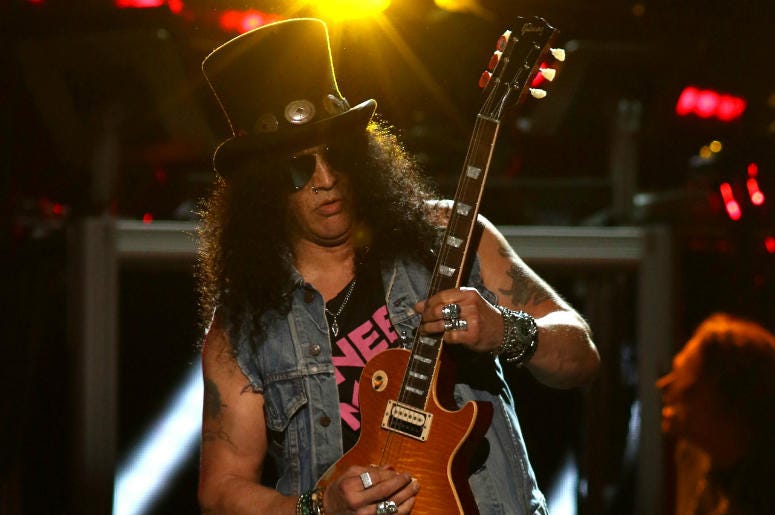 Slash of Guns N' Roses performs onstage during day 2 of the 2016 Coachella Valley Music & Arts Festival Weekend 2 Slash of Guns N' Roses performs onstage during day 2 of the 2016 Coachella Valley Music & Arts Festival Weekend 2