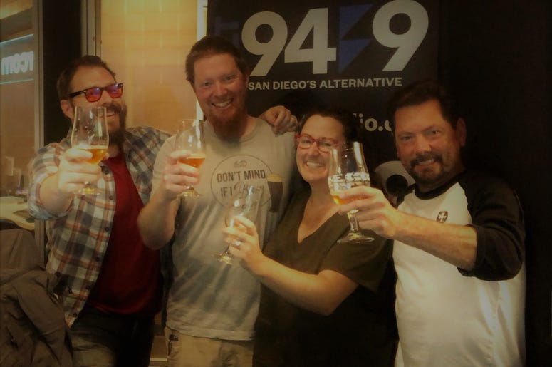 Jeremy, Matt, Rachel, and Ken enjoying a little warm-up beer before the show