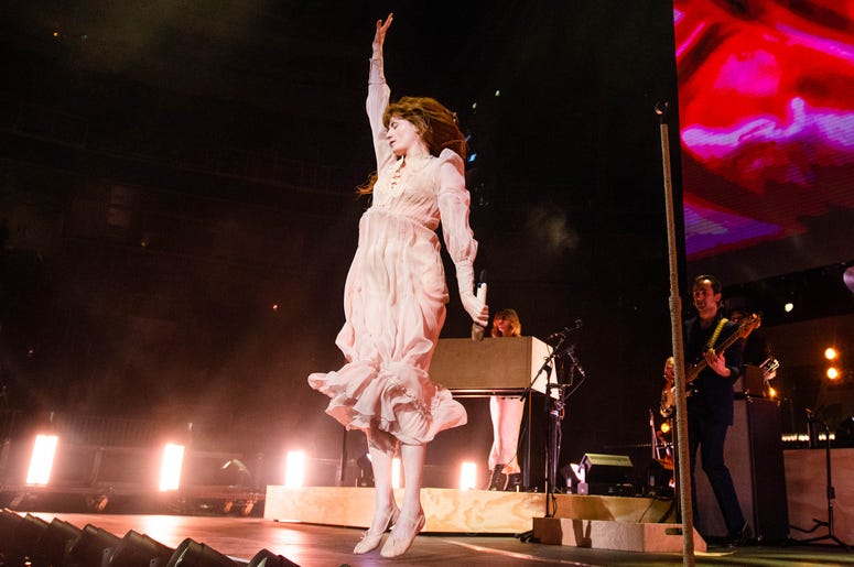 Florence Welch of Florence and the Machine performs onstage at The SAP Center during the ALT 105.3 Not So Silent Night in San Jose, California Florence Welch of Florence and the Machine performs onstage at The SAP Center during the ALT 105.3 Not So Silent Night in San Jose, California