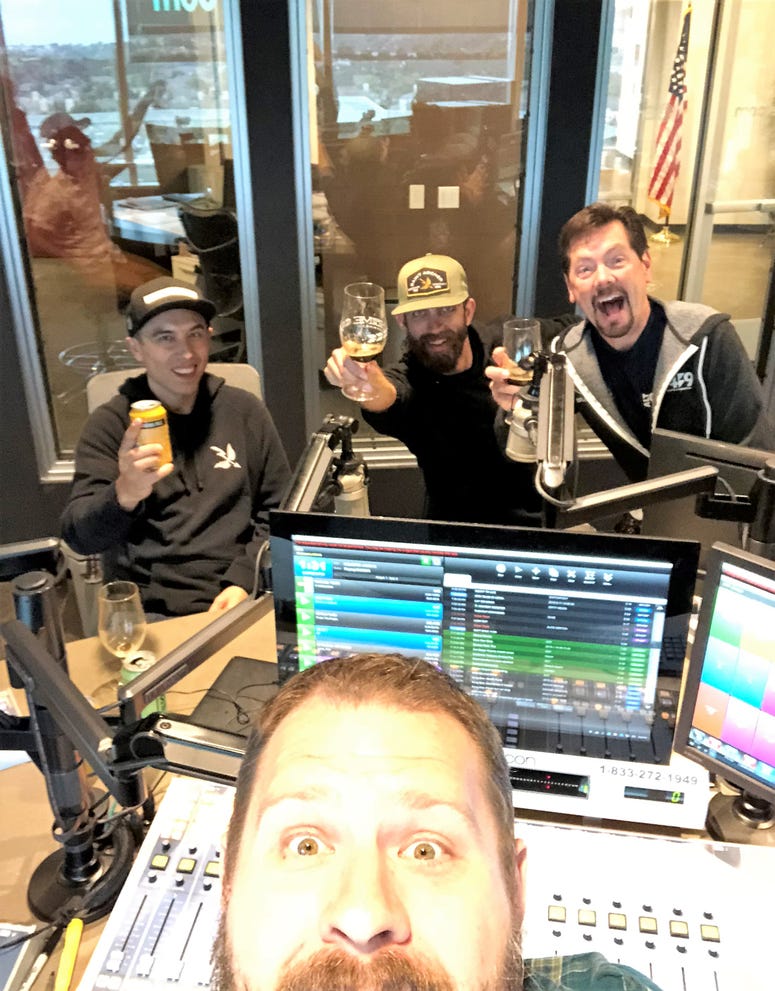 Saint Archer's Nick & Greg, along with studio mooks Ken and Jeremy creating another hour of quality programming Rock & Roll Happy Hour with Saint Archer and Moto Deli