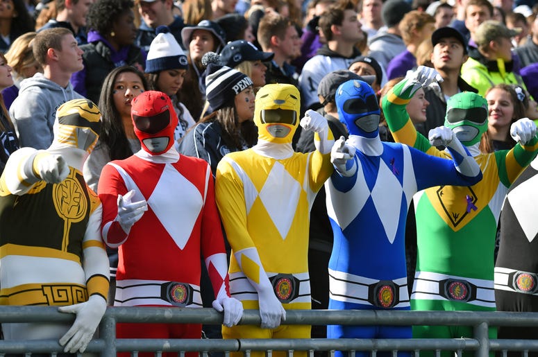 NCAA Football: Illinois at Penn State Oct 31, 2015; University Park, PA, USA; Fans pose for a photo while dressed up as the Power Rangers prior to the game against the Illinois Fighting Illini at Beaver Stadium. Penn State won 39-0. Mandatory Credit: Rich Barnes-USA TODAY Sports