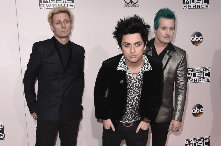 Rock band Green Day at ABCs American Music Awards Rock band Green Day at ABCs American Music Awards