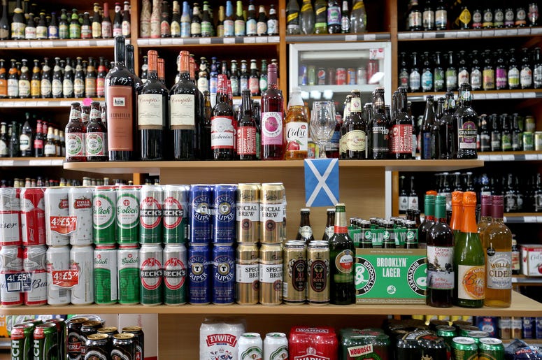 5/1/2018 - Alcohol for sale in an Edinburgh off-licence as Scotland has become the first country in the world to introduce minimum unit pricing for drinks. (Photo by PA Images/Sipa USA) *** US Rights Only *** Minimum alcohol pricing