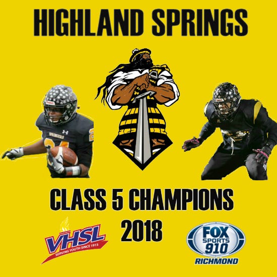 Highland Springs defeated Stone Bridge 37-26 to win its fourth straight VHSL championship