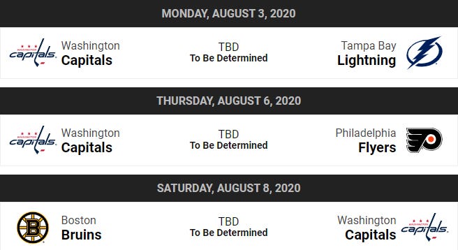 Capitals Round Robin Schedule Capitals schedule for playoff seeding games