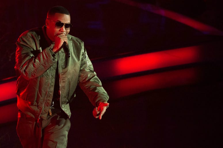 Nas before the 2015 NBA All-Star Game. Nas (Nasir Jones) performs before the 2015 NBA All-Star Game at Madison Square Garden.
