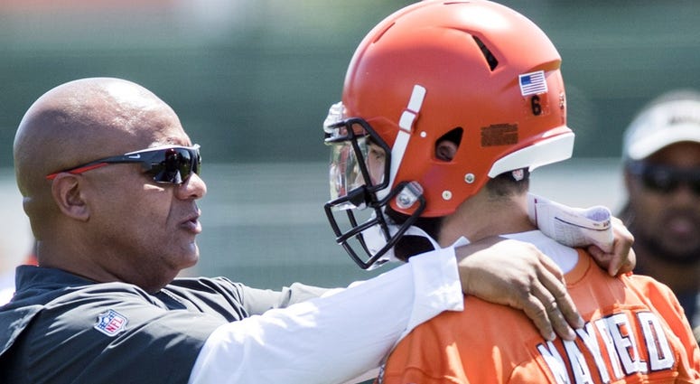 Baker Mayfield and Hue Jackson Baker Mayfield and Hue Jackson
