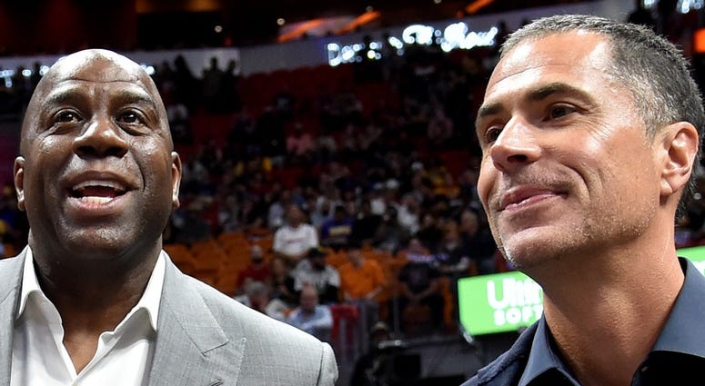 Magic Johnson and Rob Pelinka Magic Johnson and Rob Pelinka