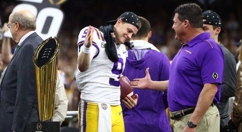 Ed Orgeron and Joe Burrow Ed Orgeron and Joe Burrow