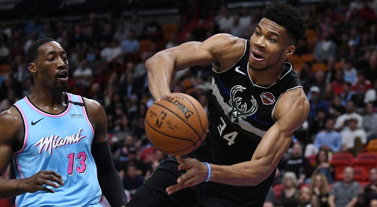Giannis Antetokounmpo and Bam Adebayo Giannis Antetokounmpo and Bam Adebayo