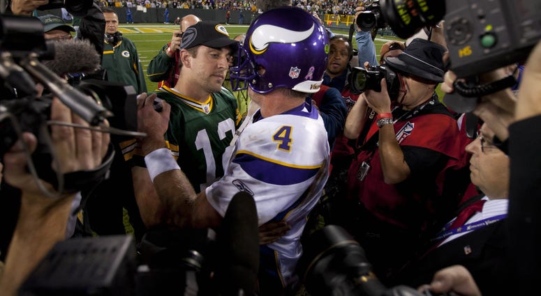 Aaron Rodgers and Brett Favre Aaron Rodgers and Brett Favre