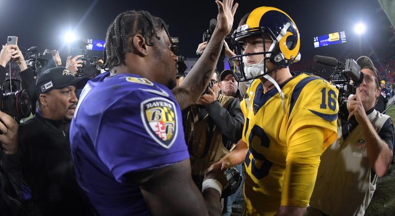 Lamar Jackson and Jared Goff Lamar Jackson and Jared Goff