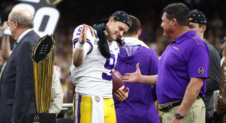 Ed Orgeron and Joe Burrow Ed Orgeron and Joe Burrow