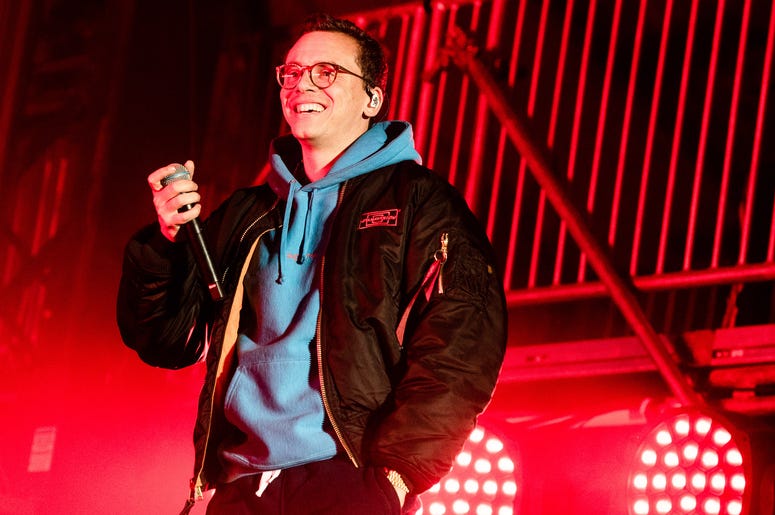 Logic performs onstage during the 2019 AT&T Playoff Playlist Live at Discovery Meadow Park on January 5, 2019 in San Jose, California Logic performs onstage during the 2019 AT&T Playoff Playlist Live at Discovery Meadow Park on January 5, 2019 in San Jose, California