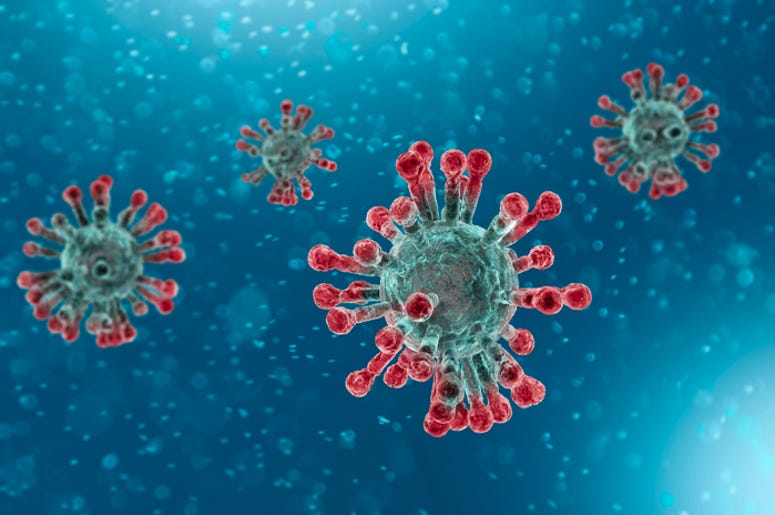 Microscopic view of Coronavirus