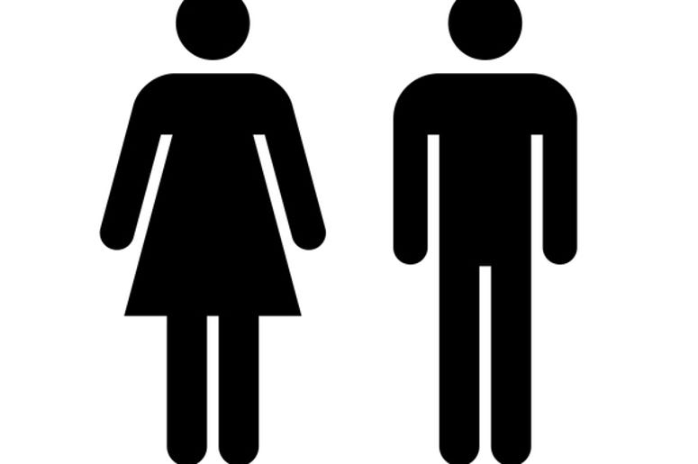 Man and woman icon. Black icon isolated on white background. - stock vector