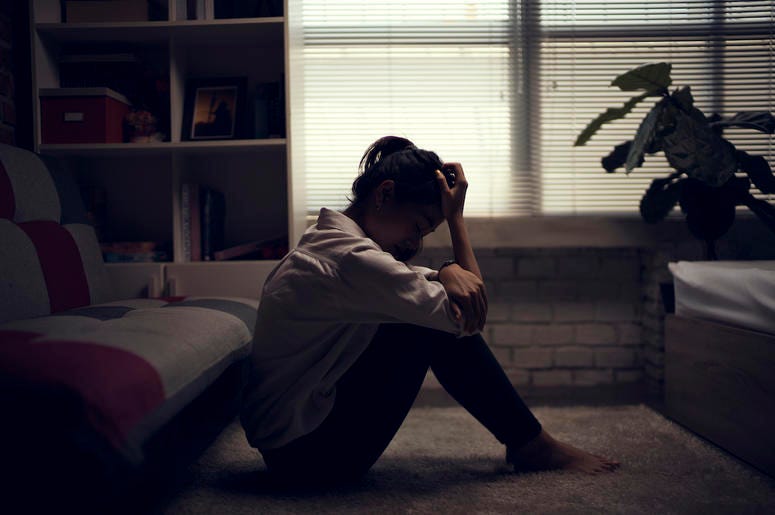 Business woman is depressed. She felt stressed and alone in the house. Business woman is depressed. She felt stressed and alone in the house.