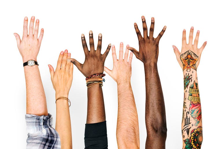 Diversity Hands Raised Up