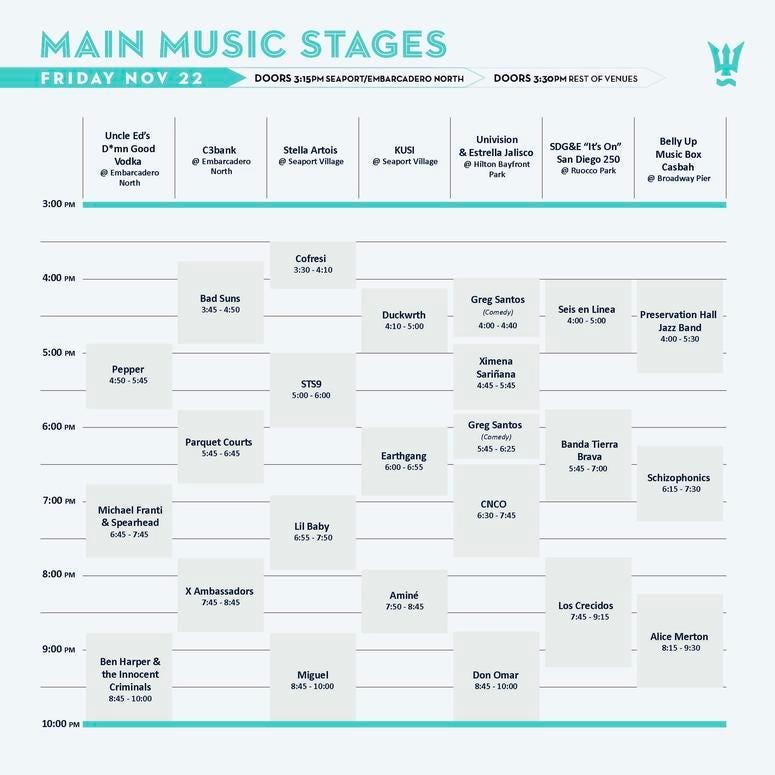 Wonderfront Friday Day 1 - Main Stage Line Up