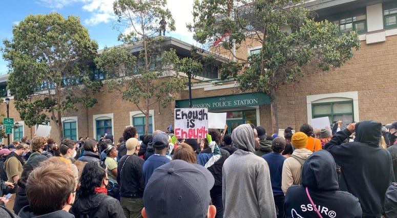 Demonstration in San Francisco's Mission neighborhood.