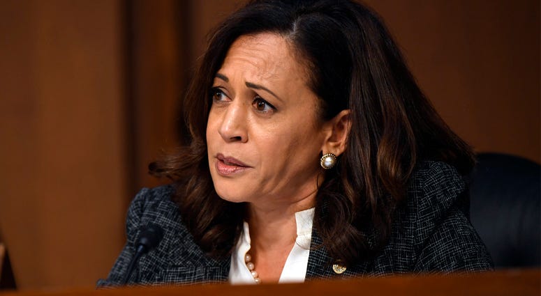 Senator Kamala Harris Washington, DC, USA; Sen. Kamala Harris, D-Calif., speaks as Former FBI director James Comey testifies in front of the Senate Intelligence Committee in Washington. Mandatory Credit: Jack Gruber-USA TODAY NETWORK