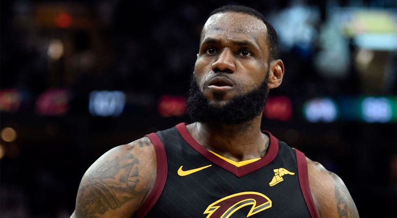Cleveland Cavaliers' LeBron James May 25, 2018; Cleveland, OH, USA; Cleveland Cavaliers forward LeBron James (23) reacts after a play against the Boston Celtics during the fourth quarter in game six of the Eastern conference finals of the 2018 NBA Playoffs at Quicken Loans Arena.
