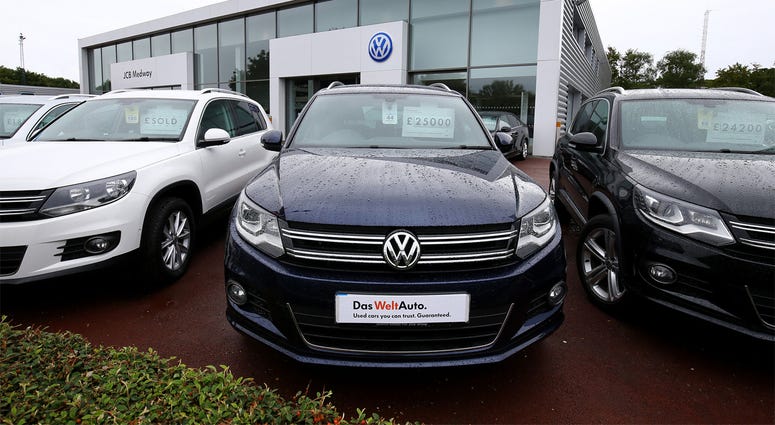 Volkswagen cars 9/22/2015 - Volkswagen cars for sale at a dealership in Ashford, Kent, as the company says 11 million vehicles worldwide are involved in a scandal surrounding emissions. (Photo by PA Images/Sipa USA)