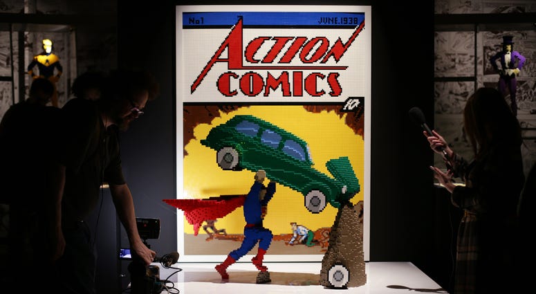 Action Comics No. 1, featuring Superman, created with more than 2 million LEGOs A model of the cover of Action Comics No. 1, featuring Superman, during the press preview for The Art of the Brick: DC Super Heroes Lego exhibition - which has over 120 works, created with more than 2 million LEGO bricks - at the South Bank, London. (Phot