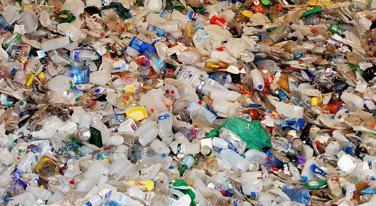 Recycling Plant 4/12/2006 - File photo dated 12/4/2006 of plastic at a recycling bay at BIFFA recycling plant in Beaumont Leys in Leicestershire. Prime Minister Theresa May will pledge to eliminate all avoidable plastic waste within 25 years as she unveils the Government