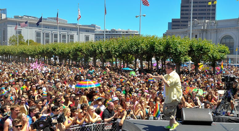 San Francisco Pride Celebration & Parade SAN FRANCISCO, CA - JUNE 29: Lea DeLaria of Netflix's "Orange Is The New Black" on stage in front of the crowd at San Francisco Pride Day on June 29, 2014 in San Francisco, California. (Photo by Steve Jennings/Getty Images for Netflix)