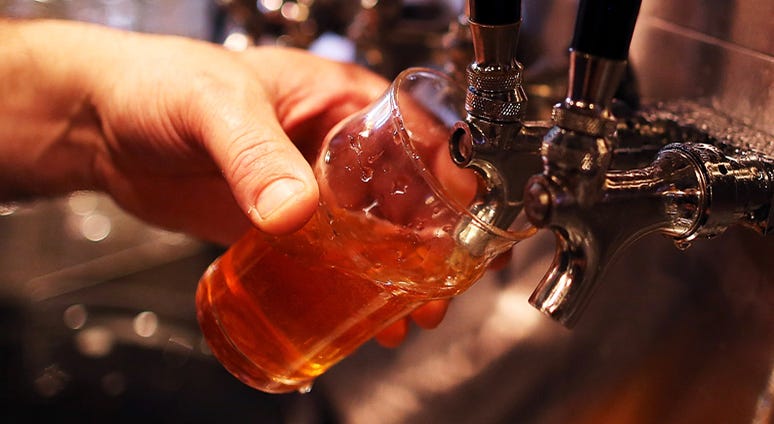 'Pliny the Younger' being poured at Russian River Brewing Company 'Pliny the Younger' being poured at Russian River Brewing Company
