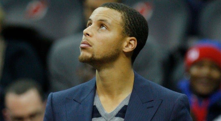 Stephen Curry Jan 18, 2012; Newark, NJ, USA; Golden State Warriors point guard Stephen Curry not suited for game against the New Jersey Nets at the Prudential Center. New Jersey Nets defeat the Golden State Warriors 107-100. Mandatory Credit: Jim O'Connor-USA TODAY Spo