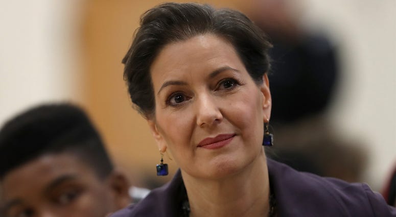 Oakland Mayor Libby Schaaf OAKLAND, CA - JANUARY 19: Oakland mayor Libby Schaaf looks on during an assembly at Edna Brewer Middle School about the U.S. Constitution on January 19, 2018 in Oakland, California. Oakland mayor Libby Schaaf discussed the U.S. Constitution with middle sc
