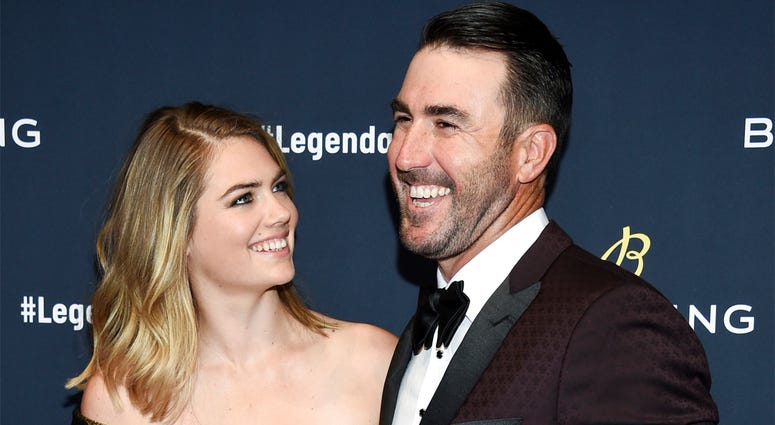 AP18195649342017 In this Feb. 22, 2018, file photo, supermodel Kate Upton and husband professional baseball player Justin Verlander attend the Breitling Global Roadshow event at The Duggal Greenhouse in New York. Upton and Verlander are expecting their first child...
