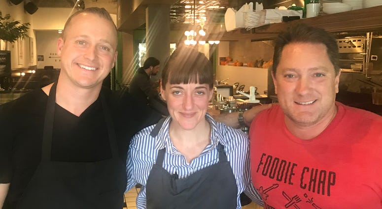 Chefs Angela Pinkerton & David Nayfeld with Liam Chefs Angela Pinkerton & David Nayfeld with Liam (Photo credit: Foodie Chap/Liam Mayclem)
