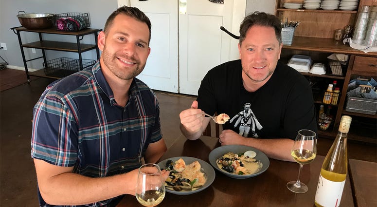 Liam with Chef Austin Perkins of William Tell House Liam with Chef Austin Perkins of William Tell House