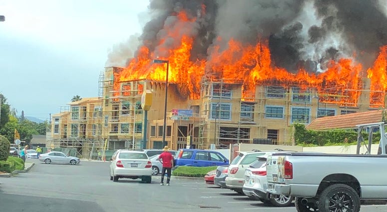 A huge fire spread quickly throughout a construction site in Santa Clara on June 28, 2019. A huge fire spread quickly throughout a construction site in Santa Clara on June 28, 2019.