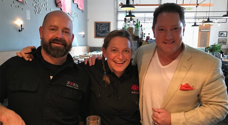 Chefs Duskie Estes & John Stewart and Liam at Zazu Kitchen & Farm Chefs Duskie Estes & John Stewart and Liam at Zazu Kitchen & Farm (Photo credit: Foodie Chap/Liam Mayclem)