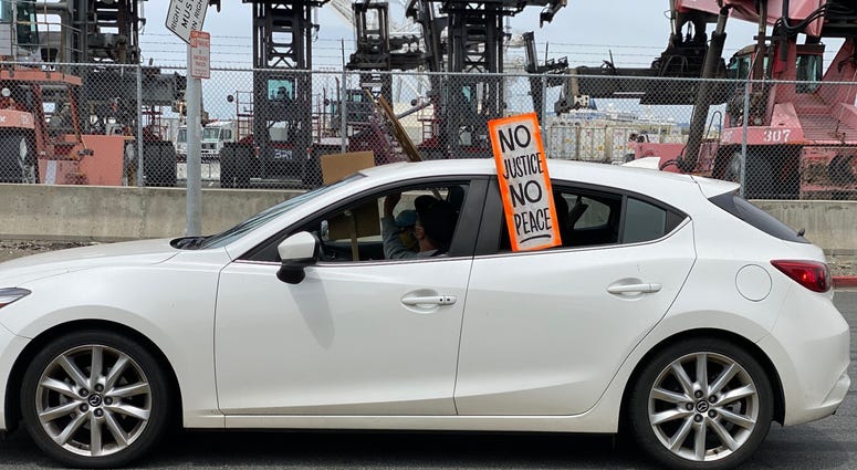The Anti Police-Terror Project is leading a car caravan demanding justice for George Floyd, Breonna Taylor & Steven Taylor in Oakland on May 31, 2020