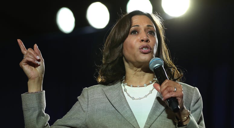 Democratic presidential candidate U.S. Sen. Kamala Harris (D-CA) speaks during the AARP and The Des Moines Register Iowa Presidential Candidate Forum on July 16, 2019 in Bettendorf, Iowa. Democratic presidential candidate U.S. Sen. Kamala Harris (D-CA) speaks during the AARP and The Des Moines Register Iowa Presidential Candidate Forum on July 16, 2019 in Bettendorf, Iowa.
