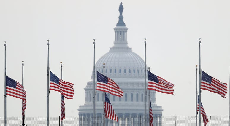 The American flag flies at half staff over the U.S. Capitol in memory of those killed in the recent mass shootings in El Paso, Texas and Dayton, Ohio August 5, 2019 in Washington, DC. The American flag flies at half staff over the U.S. Capitol in memory of those killed in the recent mass shootings in El Paso, Texas and Dayton, Ohio August 5, 2019 in Washington, DC.