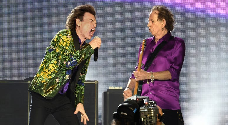 Mick Jagger and Keith Richards of The Rolling Stones perform onstage at Rose Bowl on August 22, 2019 in Pasadena, California. Mick Jagger and Keith Richards of The Rolling Stones perform onstage at Rose Bowl on August 22, 2019 in Pasadena, California.