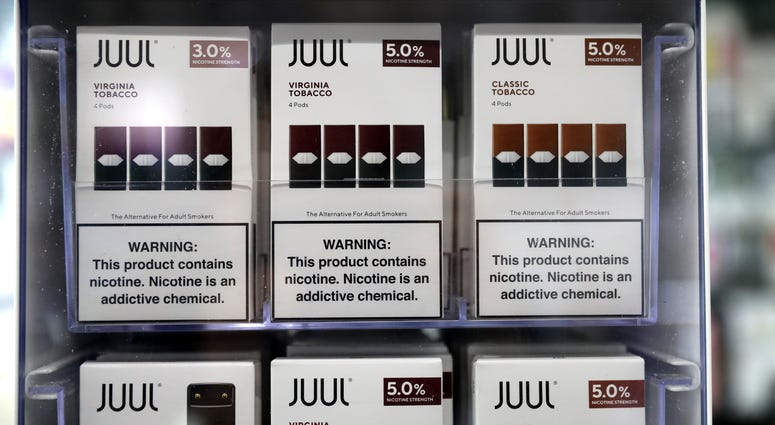 Juul products are displayed at Smoke and Gift Shop on October 17, 2019 in San Francisco. Juul products are displayed at Smoke and Gift Shop on October 17, 2019 in San Francisco.