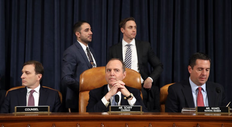 Daniel Goldman (L), attorney and director of investigations with the House Intelligence Committee, and House Intelligence Committee Chairman Adam Schiff (C) (D-CA), and U.S. House Intelligence Committee ranking member Rep. Devin Nunes (R) (R-CA). Daniel Goldman (L), attorney and director of investigations with the House Intelligence Committee, and House Intelligence Committee Chairman Adam Schiff (C) (D-CA), and U.S. House Intelligence Committee ranking member Rep. Devin Nunes (R) (R-CA).