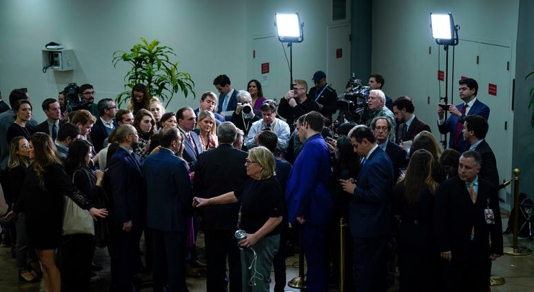 ep. Mike Johnson (R-LA), Rep. Mark Meadows (R-NC), Rep. Elise Stefanik (R-NY), Rep. Lee Zeldin (R-NY), and Rep. Jim Jordan (R-OH) speak with reporters in the Senate subway before the impeachment trial of President Trump on Jan. 23, 2020. ep. Mike Johnson (R-LA), Rep. Mark Meadows (R-NC), Rep. Elise Stefanik (R-NY), Rep. Lee Zeldin (R-NY), and Rep. Jim Jordan (R-OH) speak with reporters in the Senate subway before the impeachment trial of President Trump on Jan. 23, 2020.